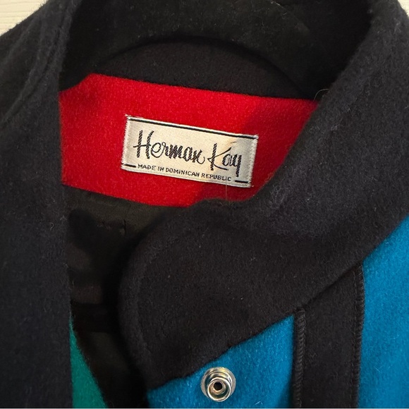 Vintage Herman Kay Colorblock Wool Blend Jacket Retro 90s Oversized Coat - Picture 3 of 11